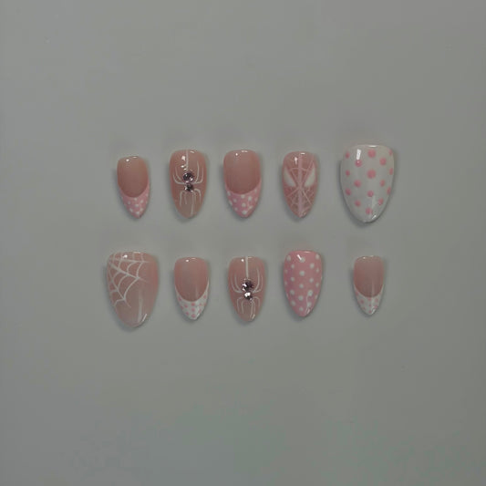 Pink Spider Nails
